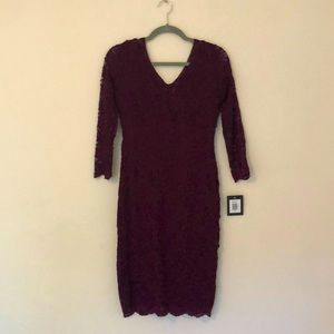 Lace Plum 3/4 Sleeve Dress